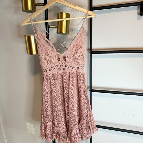 NWOT- Free People FP One "Adella" Burnout Slip Mini Dress Crochet Beach Lace - Picture 5 of 7